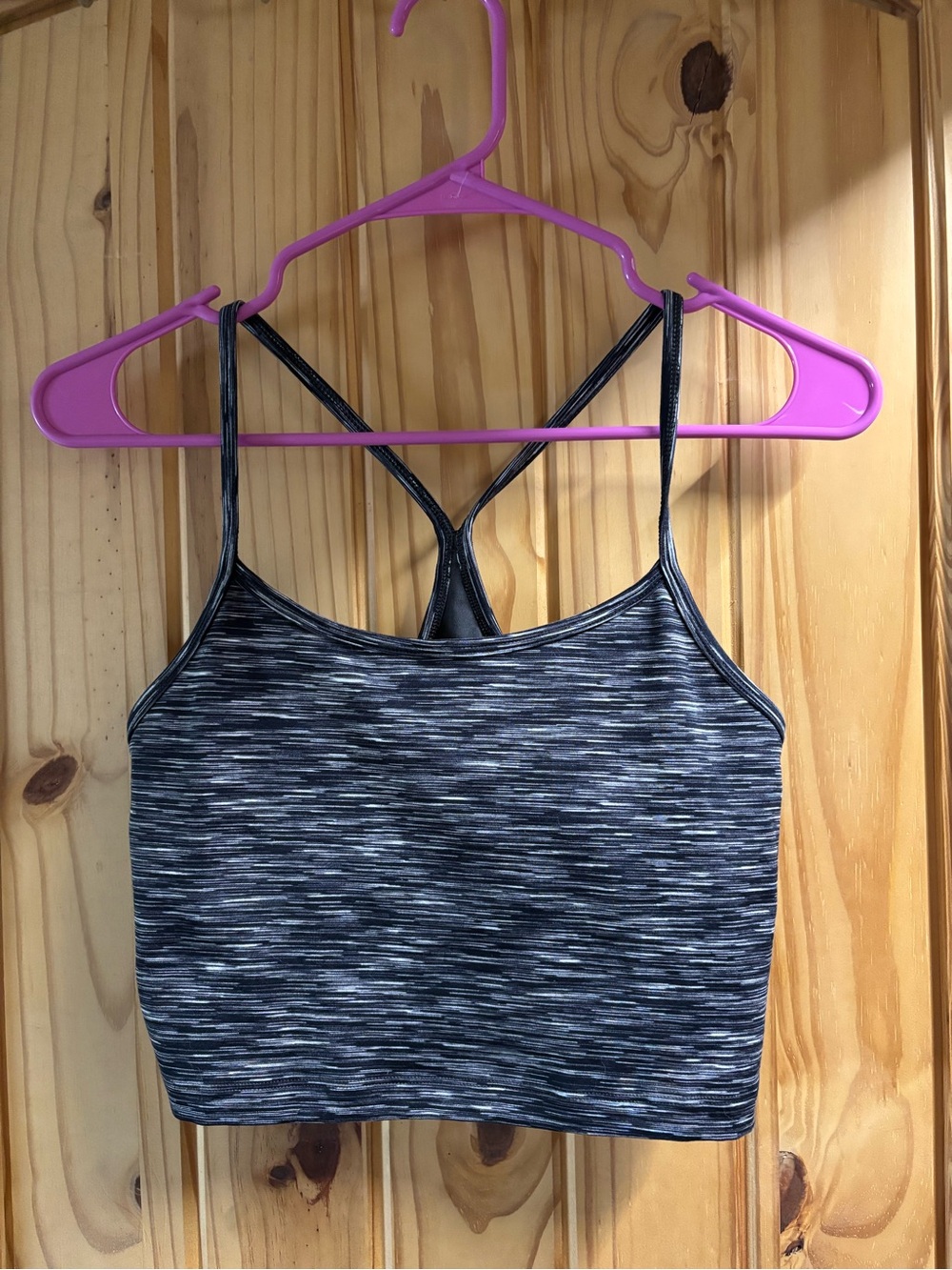 aerie Black and White Striped Racerback Crop Tank
